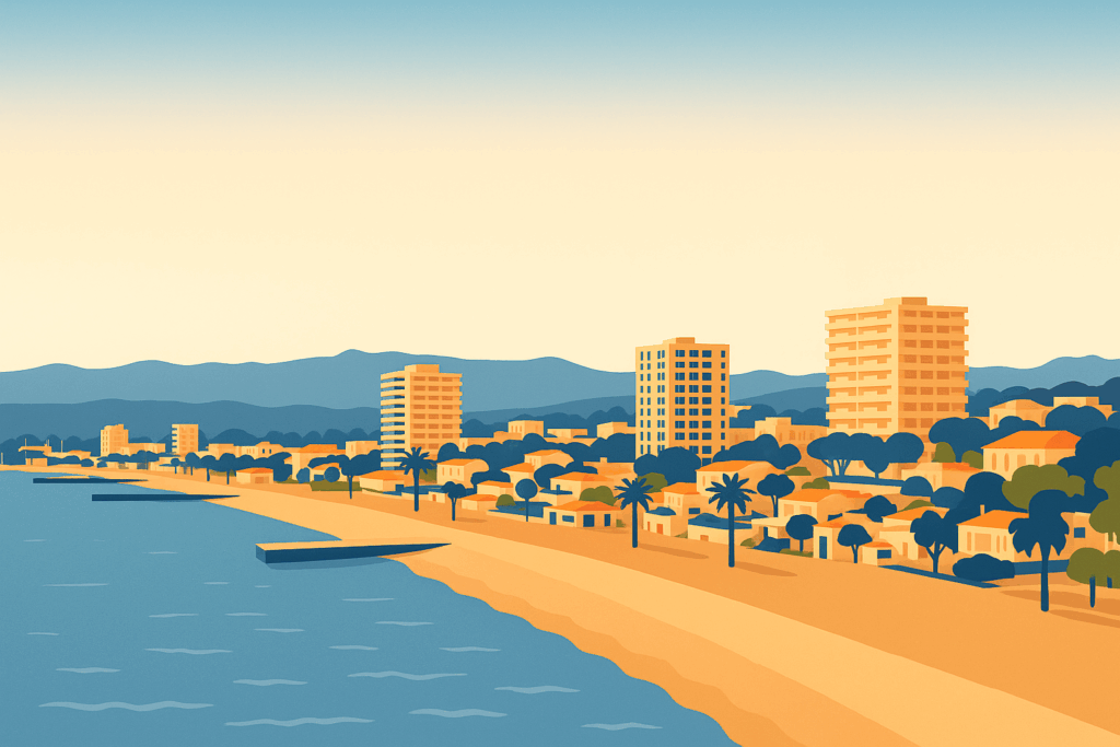 Illustration de Fréjus avec vue sur la ville et les plages